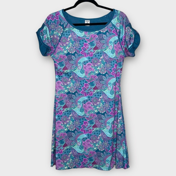 TITLE NINE Tech Athena Athletic Dress Floral Paisley Size Small Teal/Purple - Picture 1 of 6